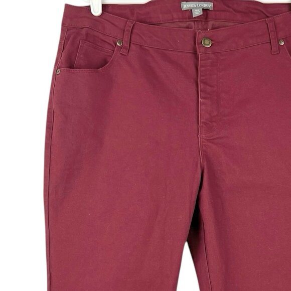 Jessica London Women's Stretch, Burgundy Denim Jeans Size 16W Mid Rise Regular - Picture 5 of 12